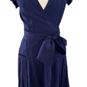 Diane Von Furstenberg Navy Wrap Midi Dress